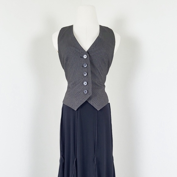 Y2K Fitted Waistcoat Button Down Sleeveless V-neck Tight - Picture 10 of 15